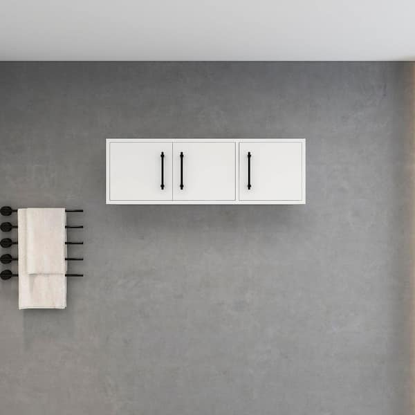 Victoria 42 in. W x 11.8 in. D x 13.78 in. H White Plywood Wall Overhead Floating Linen Cabinet in Gloss White