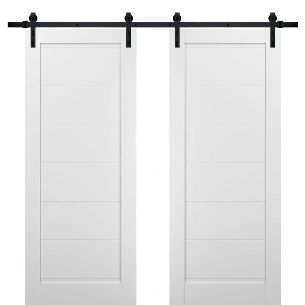Assemble Required 18 in. x 96 in. 2 Panel White Solid Wood Sliding Barn Door with Hardware Kit price history on PriceWatchPro