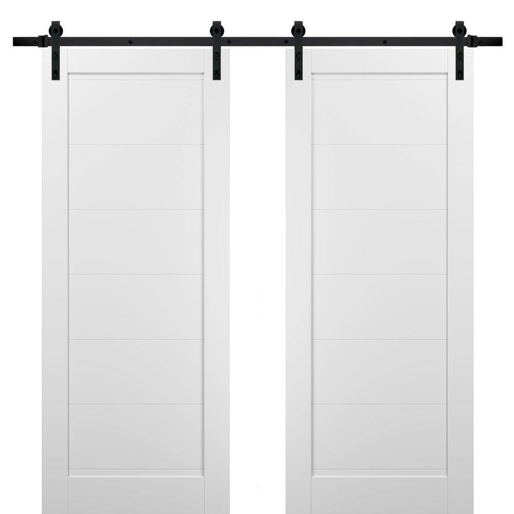 Assemble Required 28 in. x 80 in. 2 Panel White Solid Wood Sliding Barn Door with Hardware Kit price history on PriceWatchPro