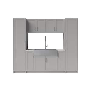 Home Laundry Room 84 in. H x 99 in. W x 26.3 in. D Cabinet Set in Gray (11-Piece)