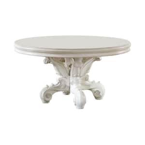Versailles Bone White Wood Pedestal Dining Table Seats 6