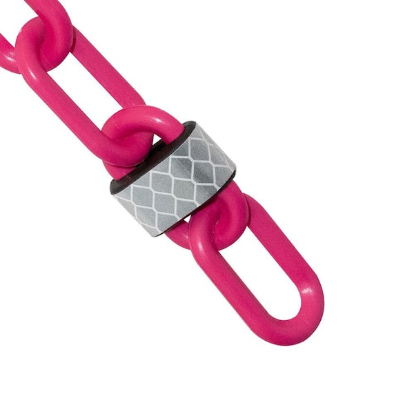 2 in. (#8,51 mm) x 100 ft. Safety Pink Reflective Plastic Barrier Chain