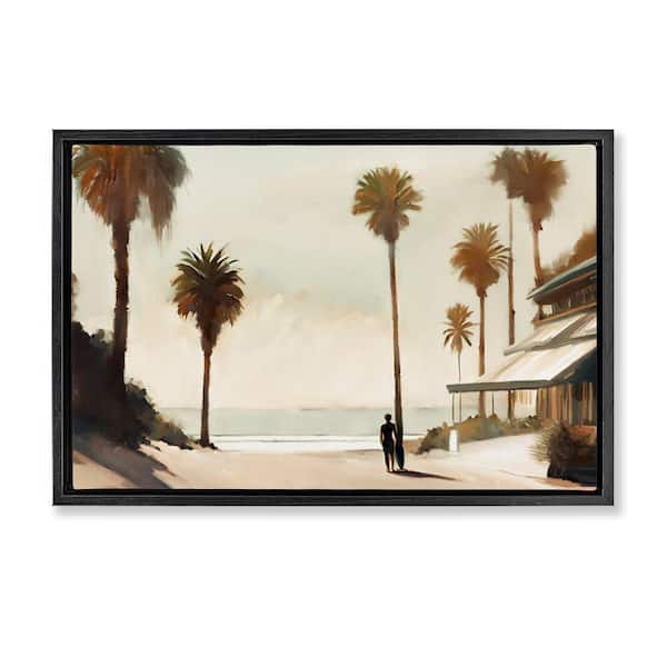 Stupell Industries Tropical Cafe Del Mar by Noah Bay Black Floater Frame Nature Graphic Art Print 21 in. x 31 in.