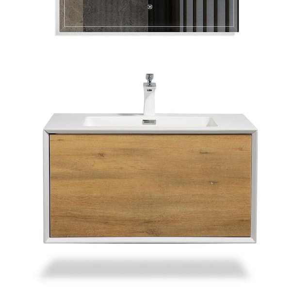 Furla 30 in. W x 19 in. W x 16.7 in. H Single Bath Vanity with White Solid Surface Top in White