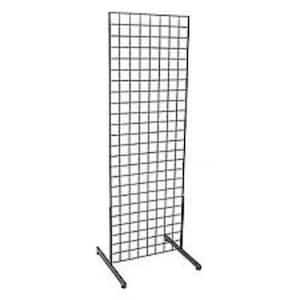 72 in. H x 24 in. W Grid Wall Panel Tower with T-Base Floor standing Grid Wall Display Kit Black