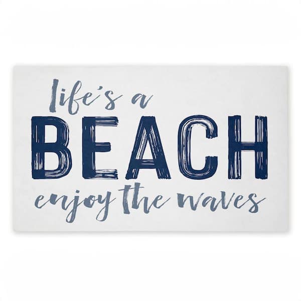 Life's A Beach Enjoy White 18 in. x 30 in. Polyester Non-Slip Outdoor Door Mat