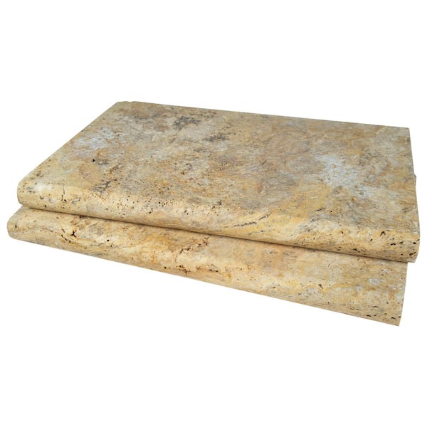 MSI Tuscany Scabas 2 in. x 16 in. x 24 in. Brushed Travertine Pool Coping (10 Piece / 26.7 Sq. ft. / Pallet)