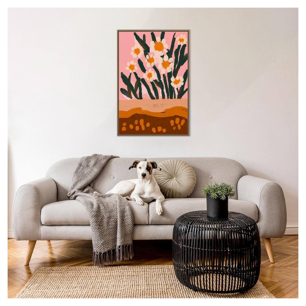 Large Pastel Floral Abstract Framed Canvas Wall Art