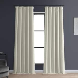 Signature Off White Faux Linen Solid Curtain 50 in. W x 108 in. L - Rod Pocket Blackout Curtain (Single Panel)