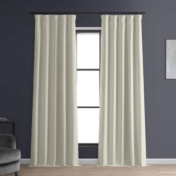 Exclusive Fabrics & Furnishings Signature Off White Faux Linen Solid Curtain 50 in. W x 108 in. L - Rod Pocket Blackout Curtain (Single Panel)