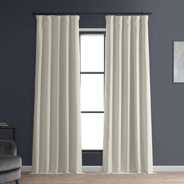Exclusive Fabrics & Furnishings Signature Off White Faux Linen Solid Curtain 50 in. W x 84 in. L - Rod Pocket Blackout Curtain (Single Panel)
