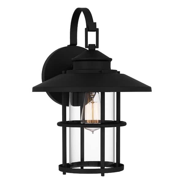 Quoizel Lombard 1-Light Matte Black Hardwired Outdoor Wall Lantern Sconce