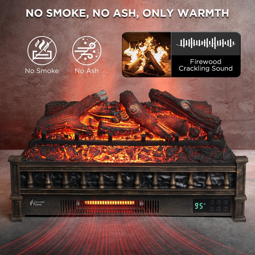 Bronze 26" WiFi Infrared Quartz Electric Fireplace Log Heater