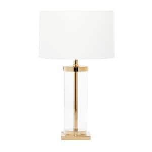24 in. Gold Metal Task and Reading Table Lamp with Clear Glass Body