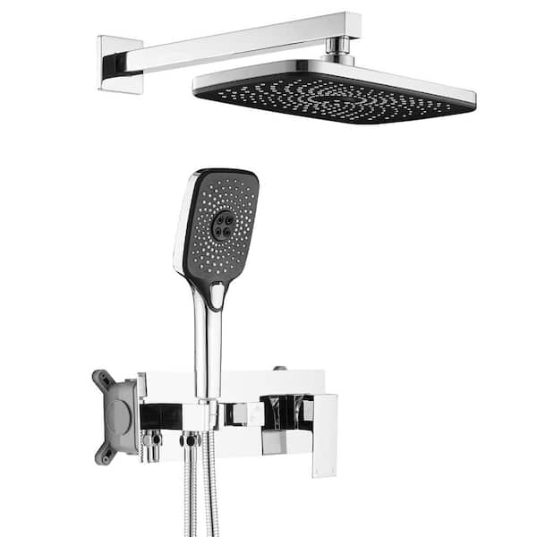 Single Handle Rainfall System Shower Faucet 2.5 GPM with Adjustable Flow Rate and Handheld in Chrome (Valve Included)