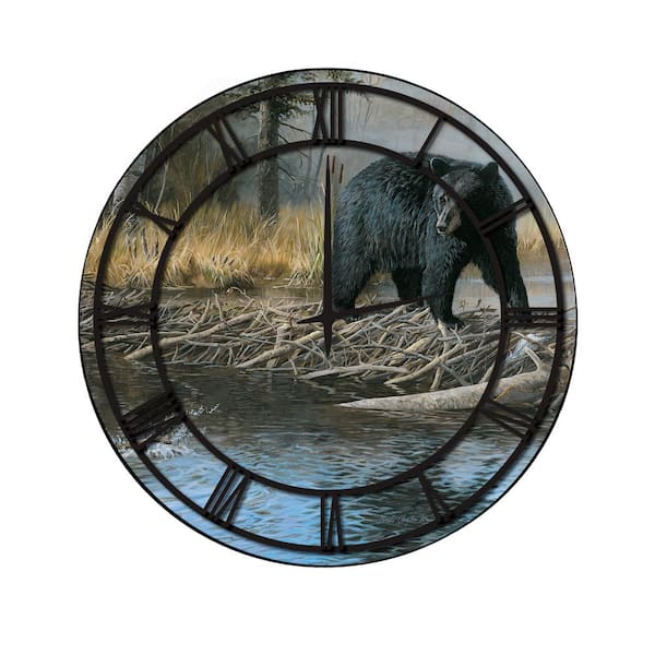 Unbranded "No Trespassing Bear" Full Coverage Art and Black Numbers Imaged Wall Clock
