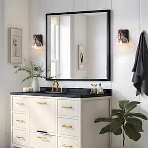Contemporary 1-Light Black and Plated Brass Wall Sconce Modern Vanity Light with Bell-Shaped Clear Glass Shade