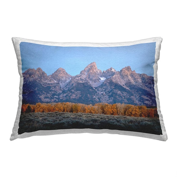 Stupell Industries Mountain Peaks Landscape Blue Rectangular Outdoor Throw Pillow