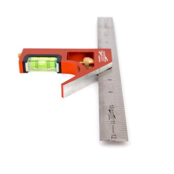 Stainless Steel Ruler and Brass Bolt 1 Pack Swanson Tool Co TC132 12-Inch Combo Square with Cast Zinc Body 