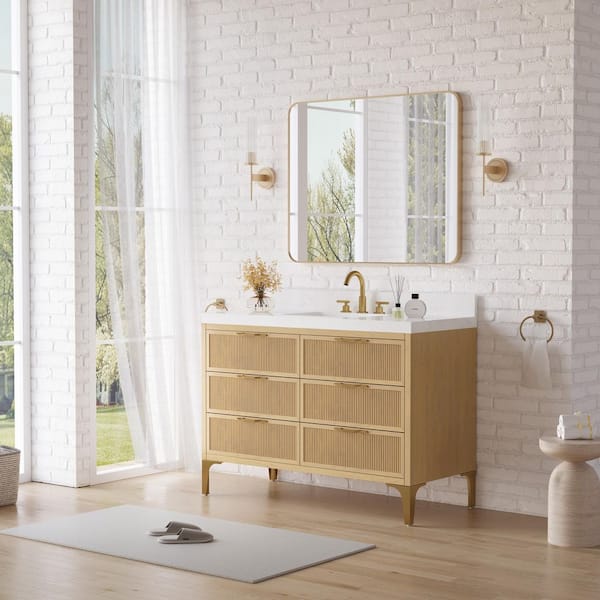 FORCLOVER Solid Wood Bathroom Vanity 48 in. Freestanding Single Sink ...