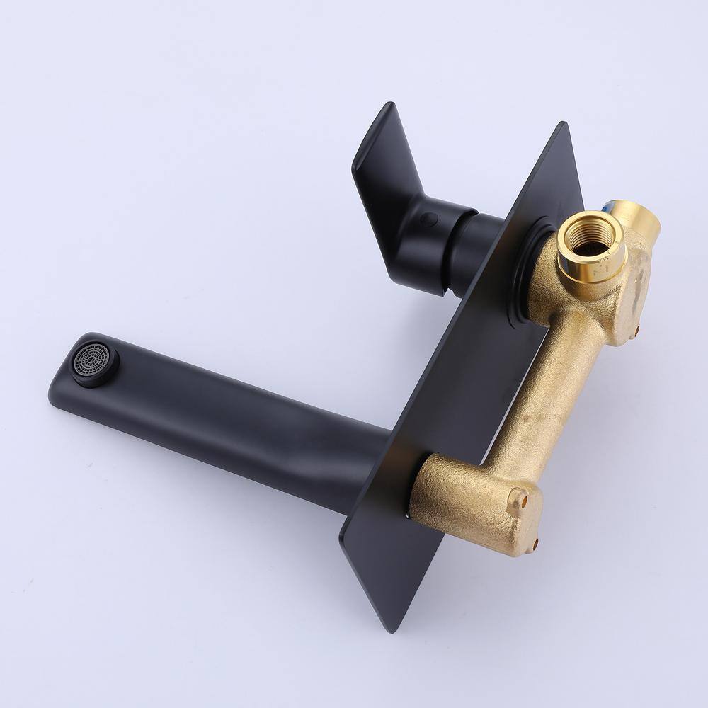 Matte Black Single-Handle Wall-Mount Bathroom Faucet