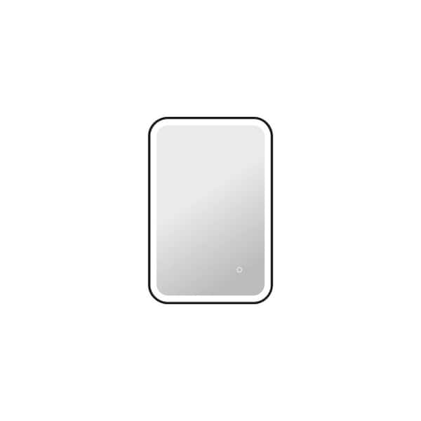 30 in. W x 20 in. H Rectangle Framed LED Wall Mirror in Black