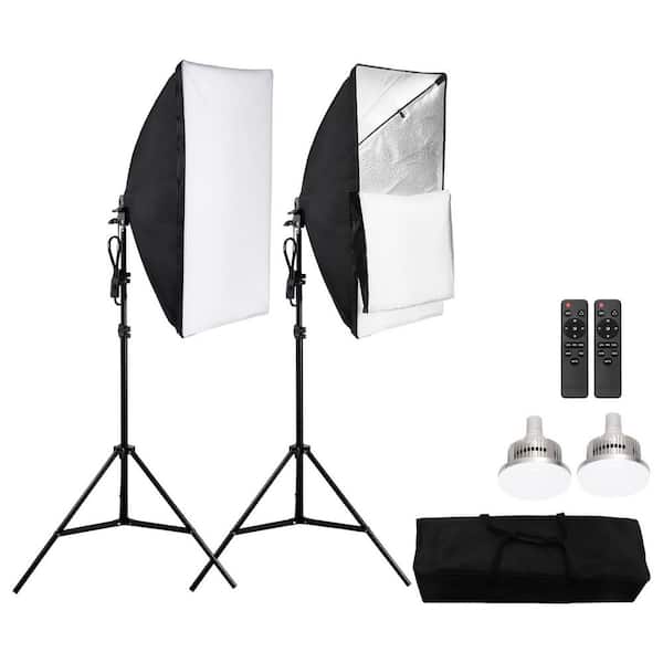 Softbox Lighting Kit, 20 in. x 28 in. Professional Softbox w/ 45-Watt 3000-6500K LED Bulbs 3-Continuous Lighting Effects