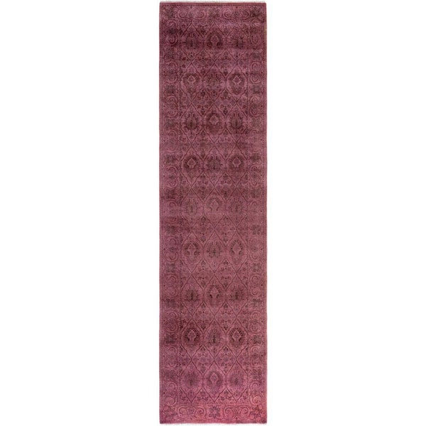 Overdyed Pink 2 ft. x 10 ft. Solid Wool Indoor Runner Rug