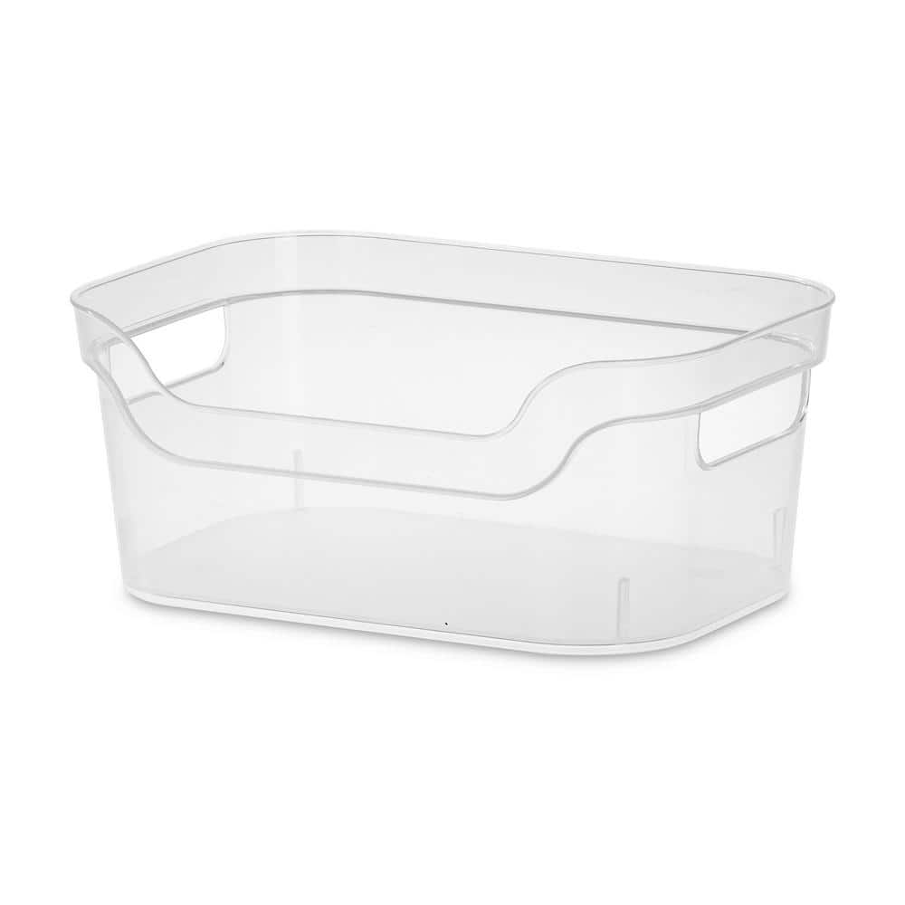 Clear Plastic Stackable Rectangle Storage Bins with Carry Handles, 16 Pack