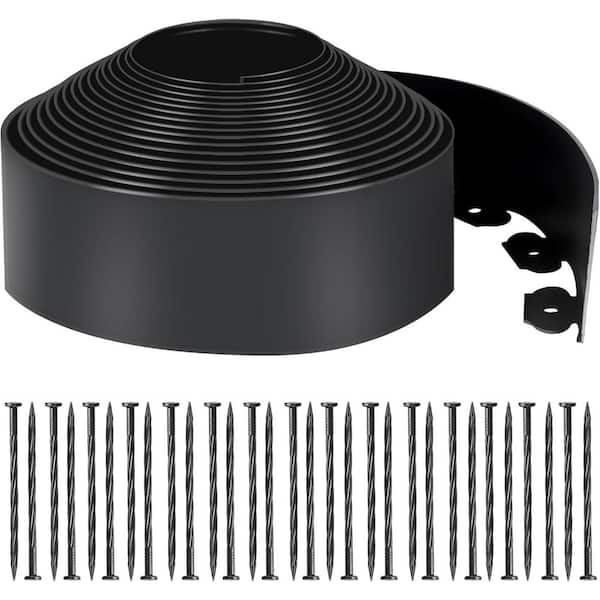 Phewnyzo 33 ft. Landscape Edging, 4 in. Tall Garden Border No Dig with 30 Spikes, Flexible Plastic Lawn Edging