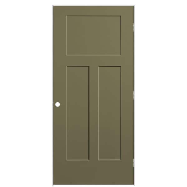 Masonite 36 in. x 80 in. 3-Panel Winslow Left-Hand Hollow Core Truly Olive Molded Composite Single Prehung Interior Door