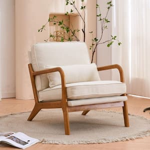 Off-White Upholstered Lounge Chair Arm Chair Single