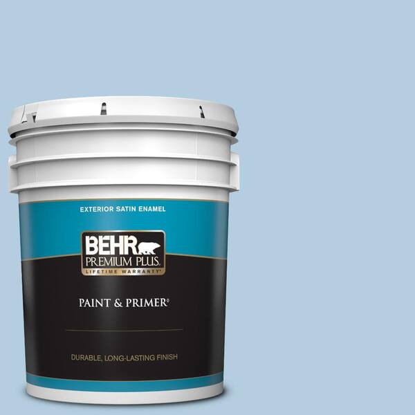 BEHR PREMIUM PLUS 5 gal. #PPU14-14 Crystal Waters Satin Enamel Exterior Paint & Primer