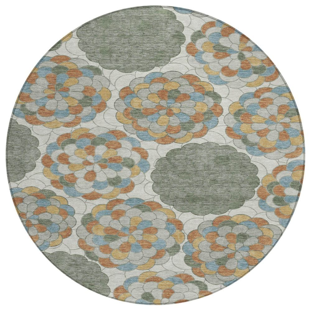 Chantille Machine Washable Indoor/Outdoor Abstract ACN2466 Basil 8 ft. x 8 ft. Round Rug price history on PriceWatchPro