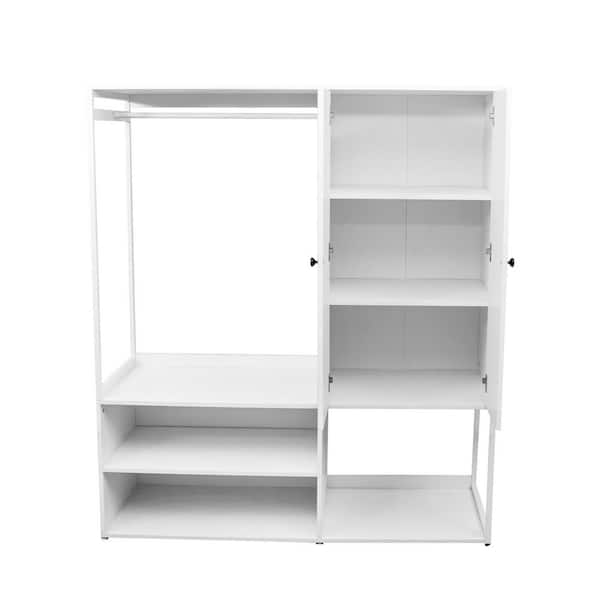 15.75 in. W x 39.37 in. D x 70.87 in. H White Wood Freestanding Linen Cabinet w/Drawers and 6-Shelves in White