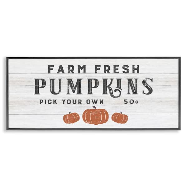 Farm Fresh Pumpkins Country Sign by CAD Designs Black Framed Graphic Typography Art Print 30 in. x 13 in.