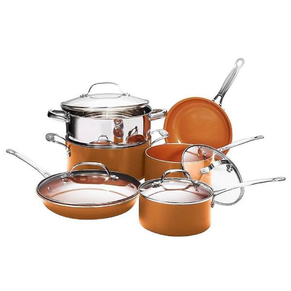 Red Copper 5pc Piece Deep 10in Inch Durable Non Stick Ceramic Square Pan Set for sale online 