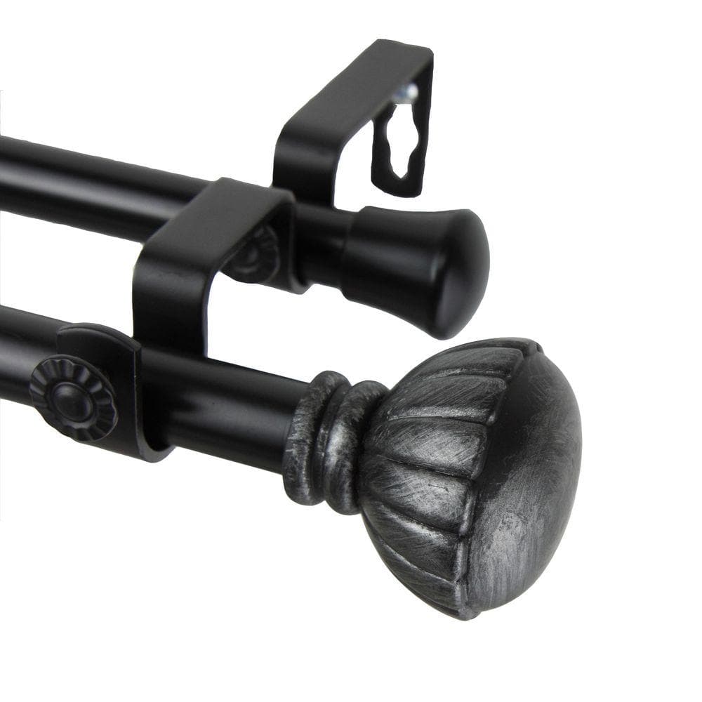 48 in. - 84 in. Telescoping Double Curtain Rod in Black with Magnolia Finial price history on PriceWatchPro