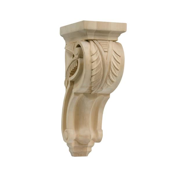 Waddell Palm Corbel - Medium, 14.75 in. x 7.125 in. x 5.25 in. - Furniture Grade Unfinished Maple Wood - Elegant DIY Home Decor