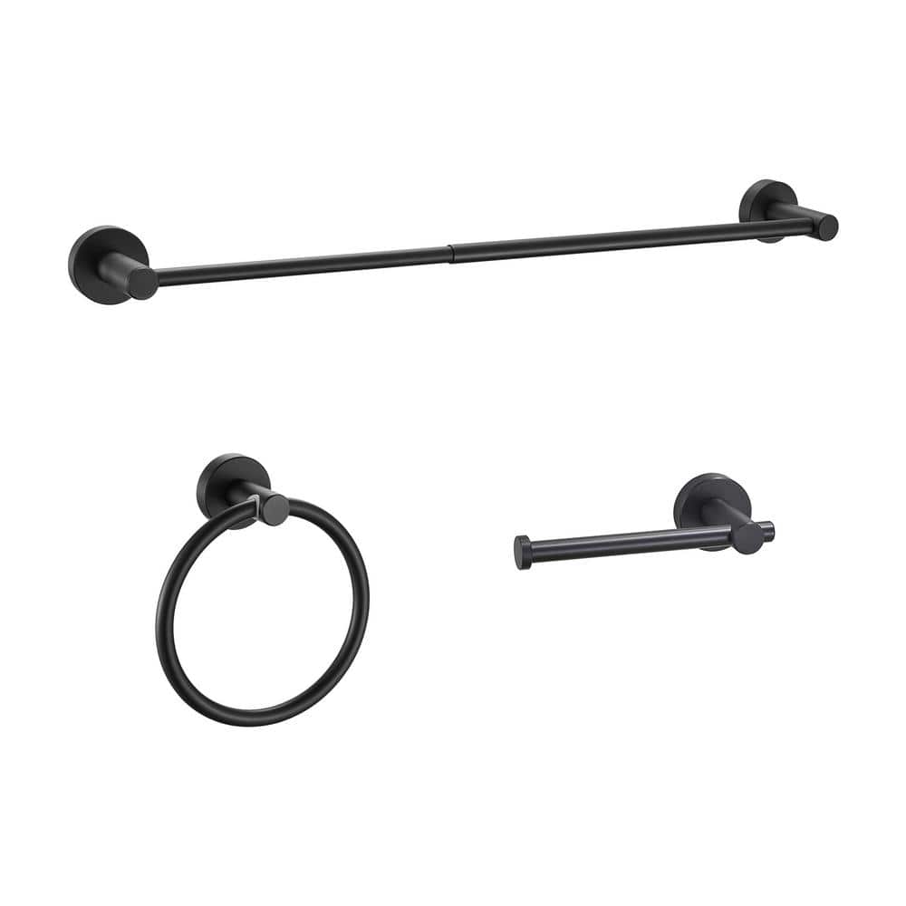 Matte Black 3-Piece Metal Bathroom Hardware Set