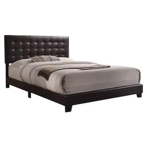 Transitional Style Brown Queen Size Padded Bed