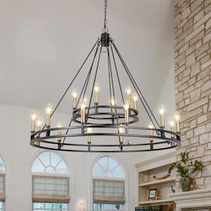 Burrowes 18-Light 2-Tiers Wagon Wheel Chandelier with Candle Style