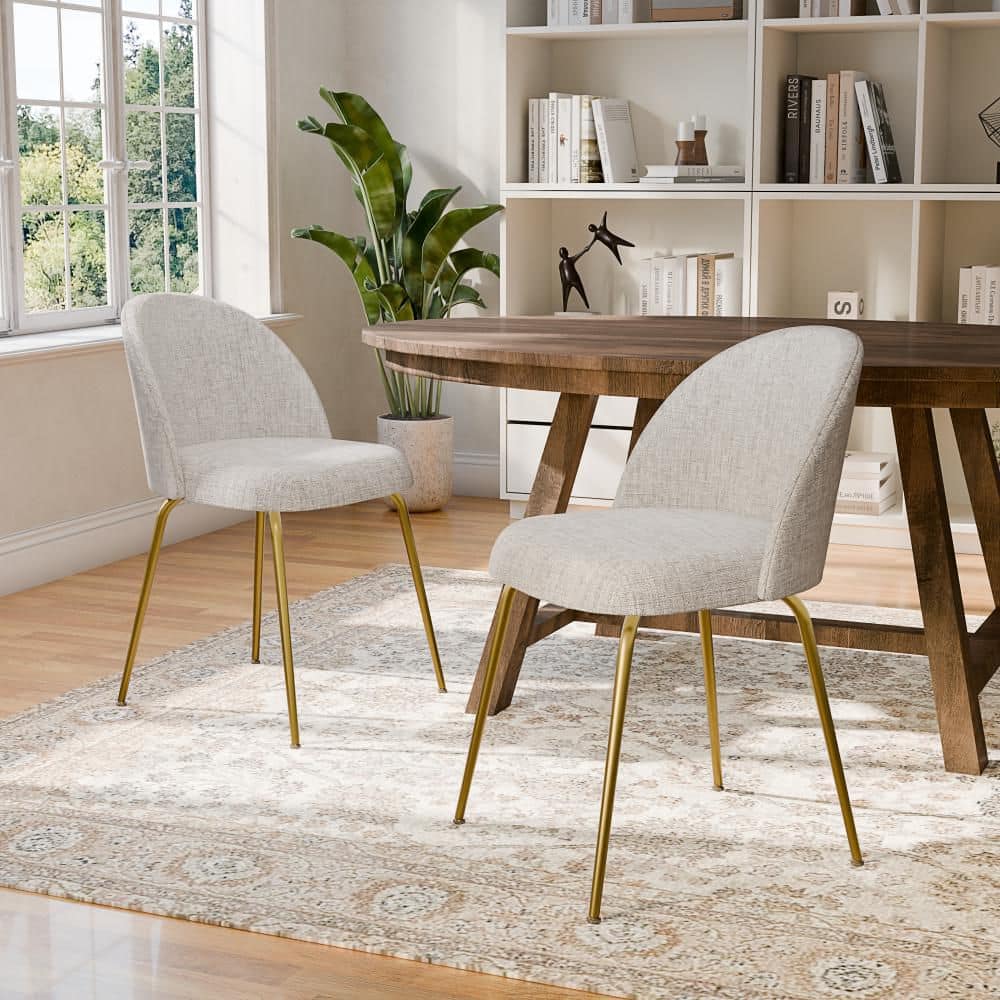 Upholstered Modern Gray Dining Chairs with Gold Leg (Set of 2) price history on PriceWatchPro