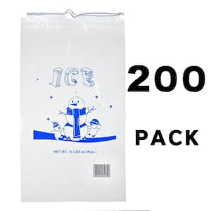 10 lb. Clear Plastic Ice Bag with Cotton Drawstring (200 Bags)