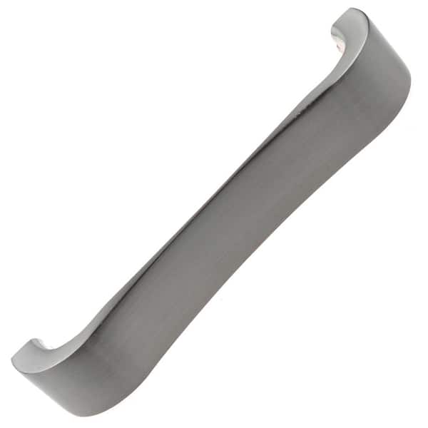 GlideRite 4-1/2 in. Center Satin Nickel Smooth Curved Flat Cabinet Pull Handles (10-Pk)