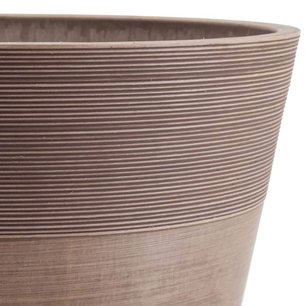 Taupe 14"x11" Recycled Plastic Stone Wood Indoor/Outdoor Planter