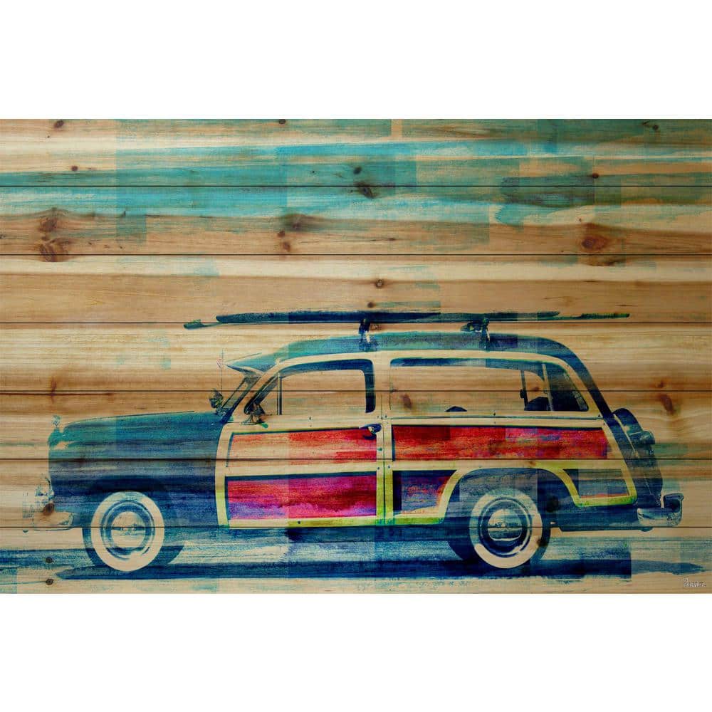 Surf Day Natural Pine Wood Landscape Wall Art