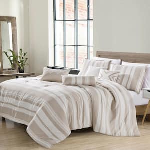 7 Piece King Luxury Coffee Oversized Bedroom Comforter Sets