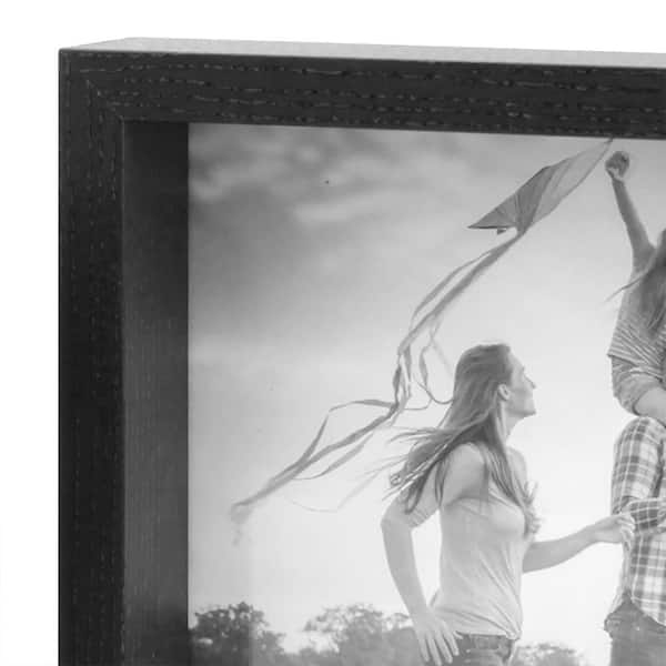 TRIPLE SQUARE PHOTO FRAME BLACK with THREE 6x6 WHITE PHOTO MOUNT