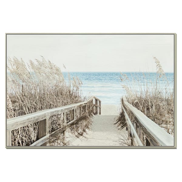 1-Piece Framed Mixed Media Coastal Wall Art 34 in. x 49 in.